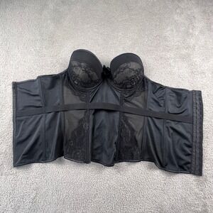 Lace Bustier Corset Women XL Black Underwire Sheer Mesh Goth Lingerie Coachella